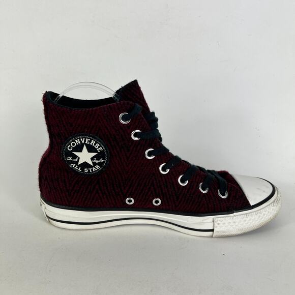Converse Chuck Taylor All Star High Sneaker Women 7 Red Zig Zag Skateboard Shoes - Picture 3 of 10